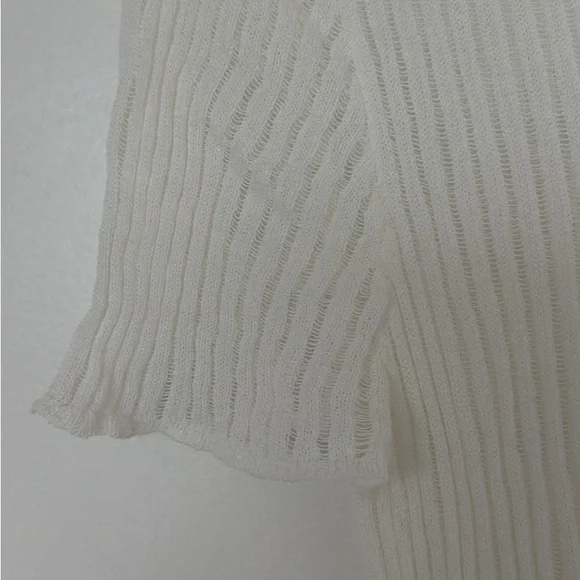 Zara Cream Ribbed Knit Top - Picture 3 of 4